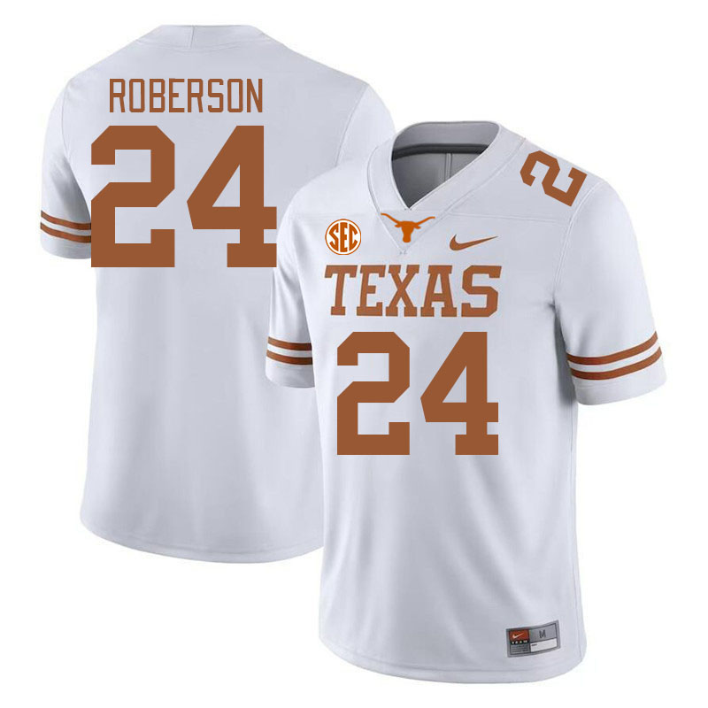 Texas Longhorns #24 Warren Roberson SEC Conference College Football Jerseys Stitched Sale-White